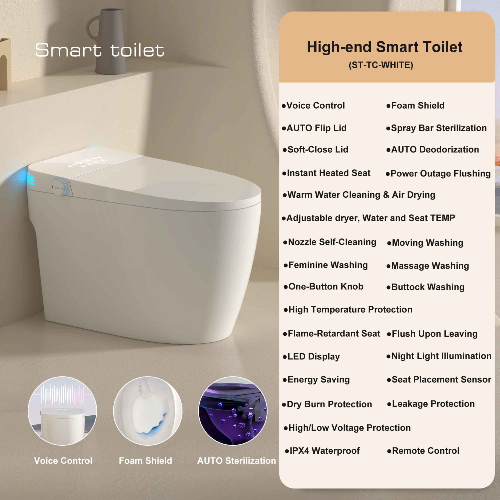 Smart Toilet Built-in Bidet For Bathrooms