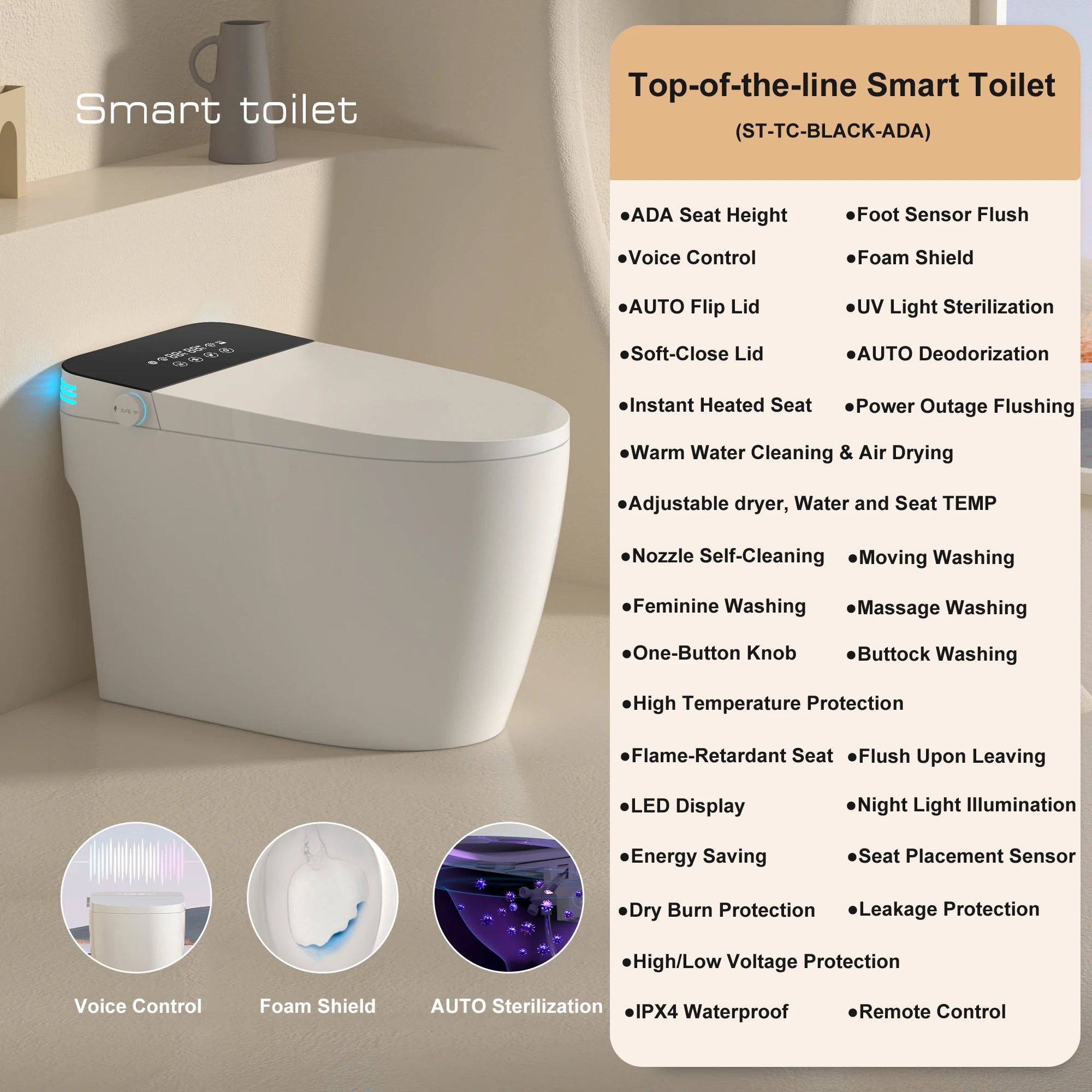 Smart Toilet Built-in Bidet For Bathrooms
