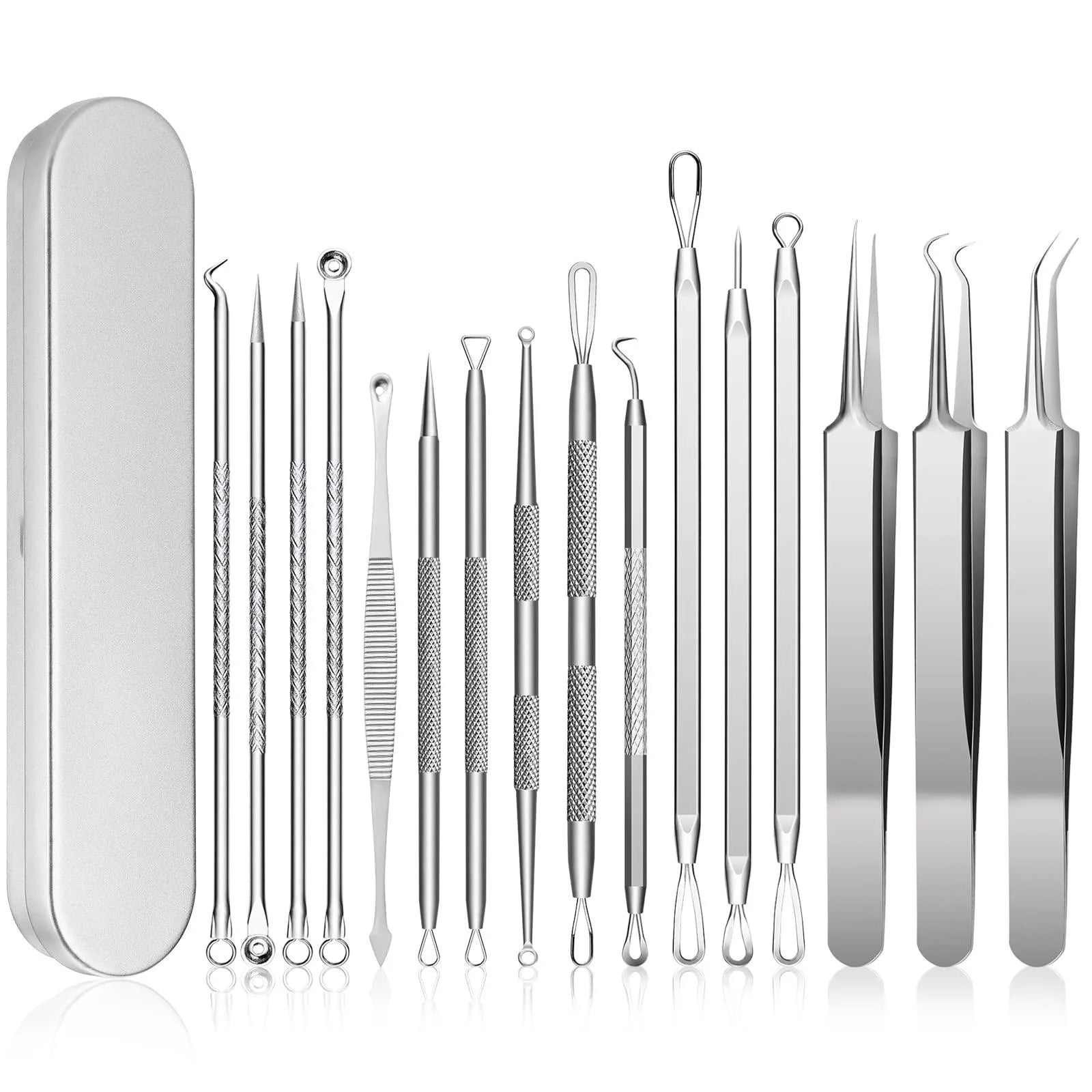 16 PCS  Kit Stainless Steel Acne Extractor Tools