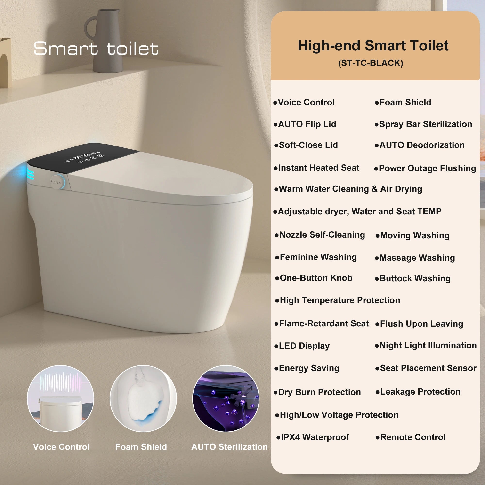 Smart Toilet Built-in Bidet For Bathrooms