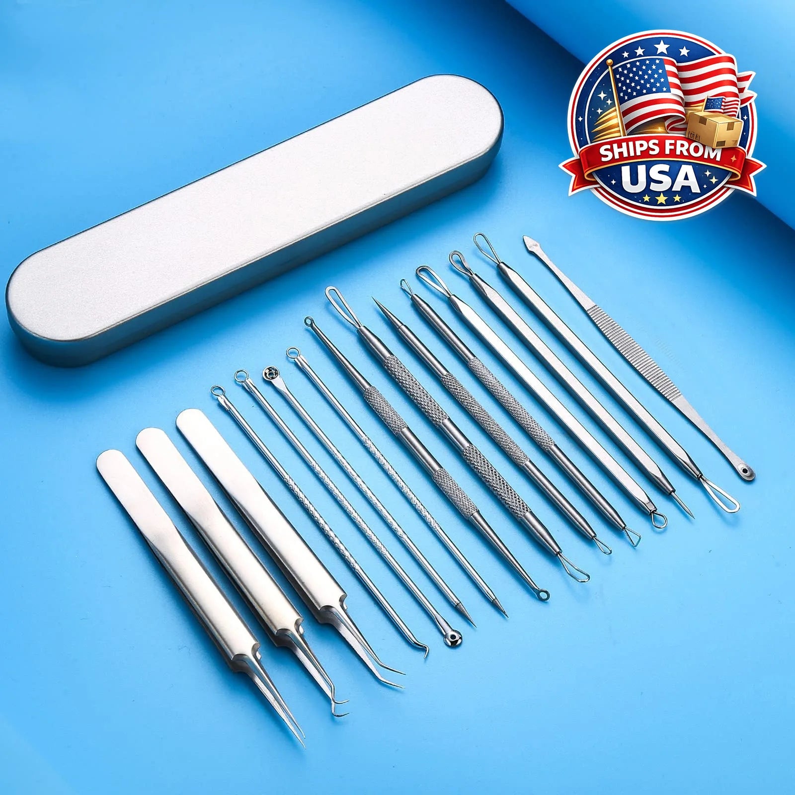 16 PCS  Kit Stainless Steel Acne Extractor Tools