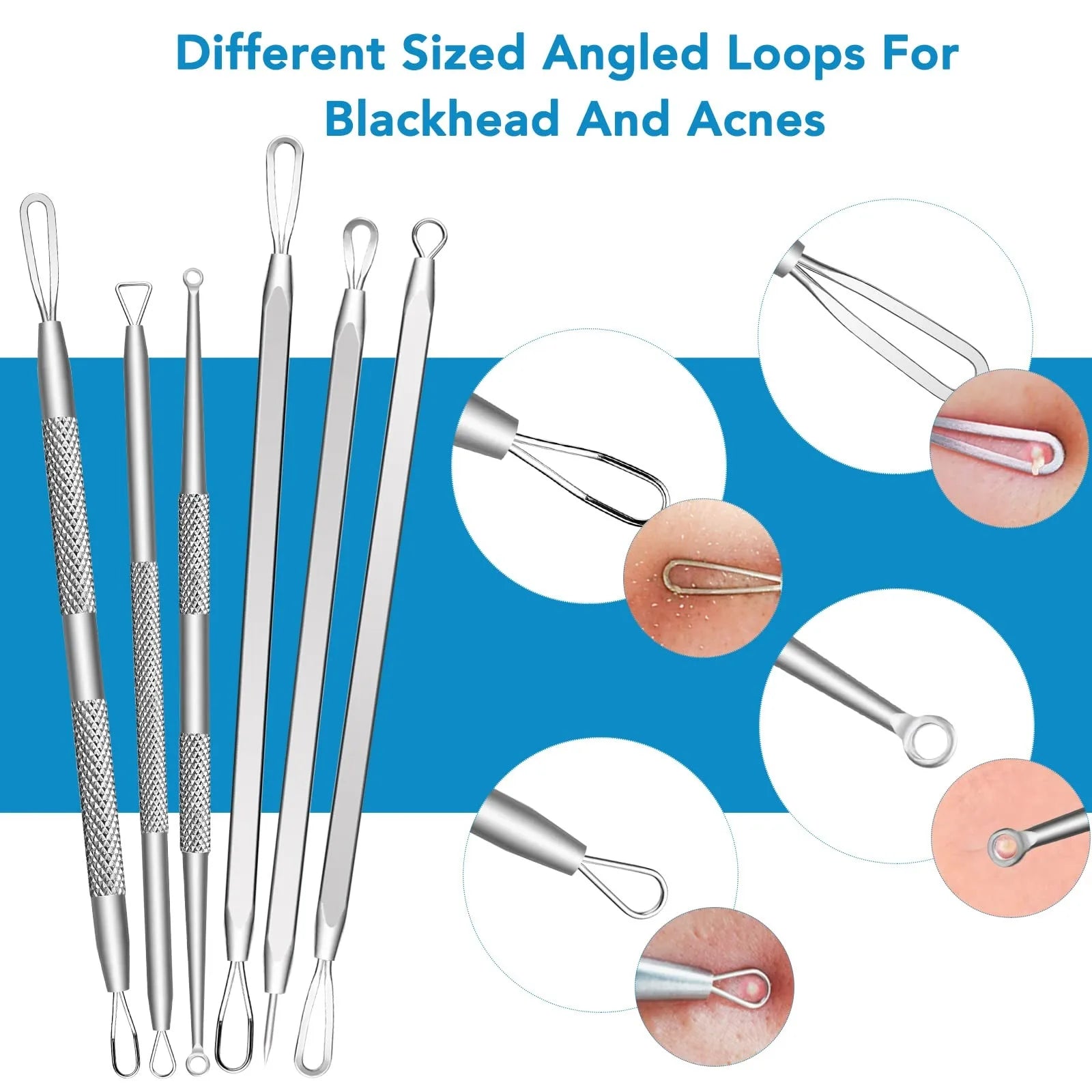 16 PCS  Kit Stainless Steel Acne Extractor Tools