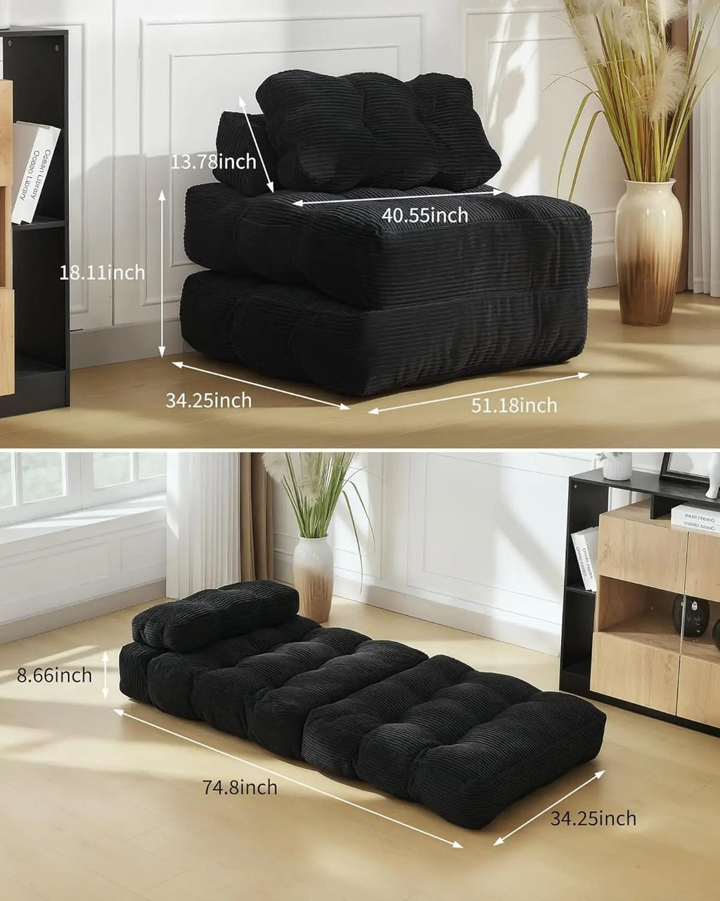 34" Folding Sofa Bed with Pillow Boneless Matress