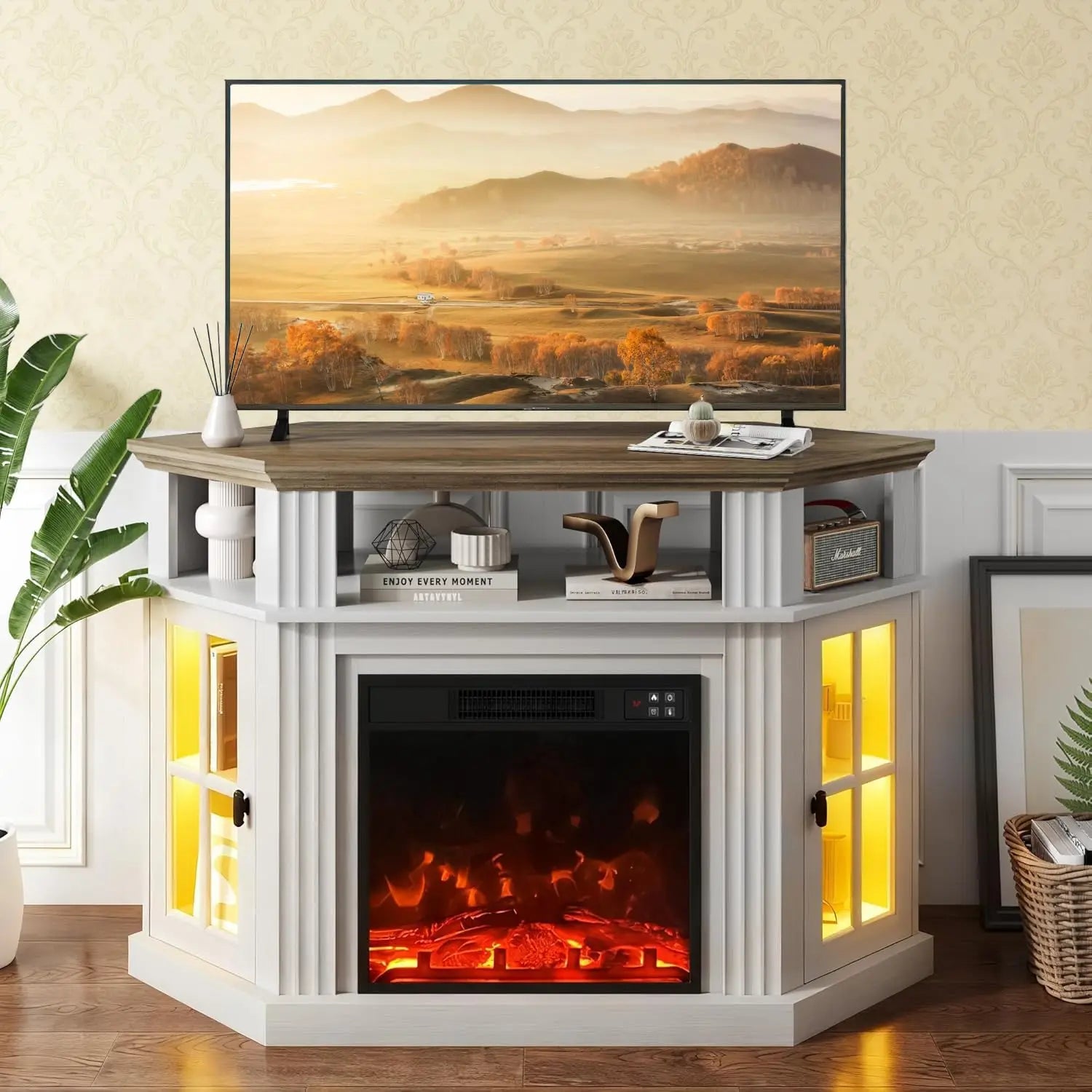 Fireplace TV Stand 55 Inch Living Room Bedroom