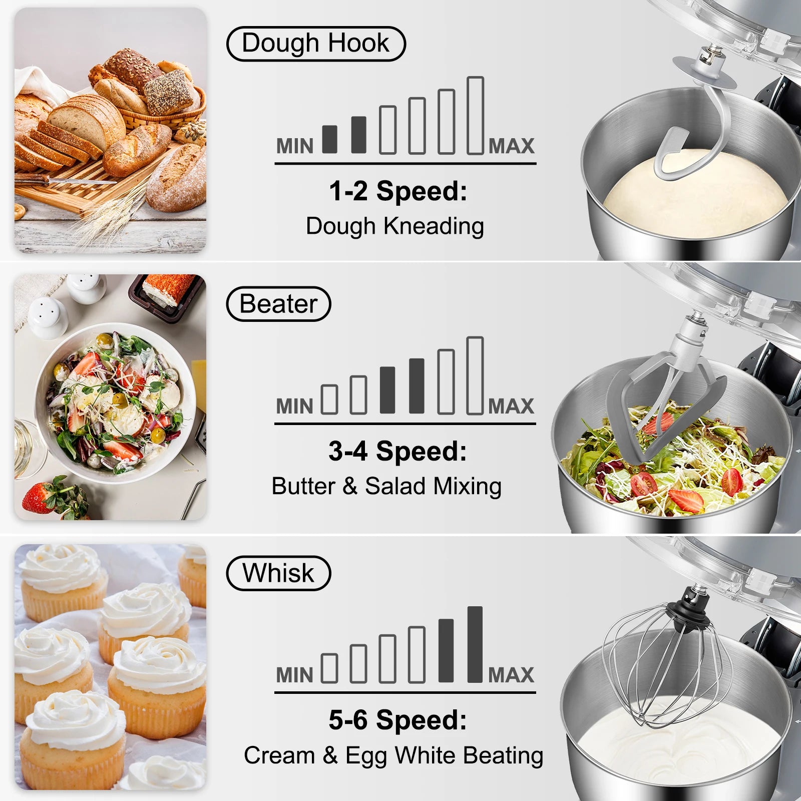 Stand Electric Dough Mixer  6 Speeds