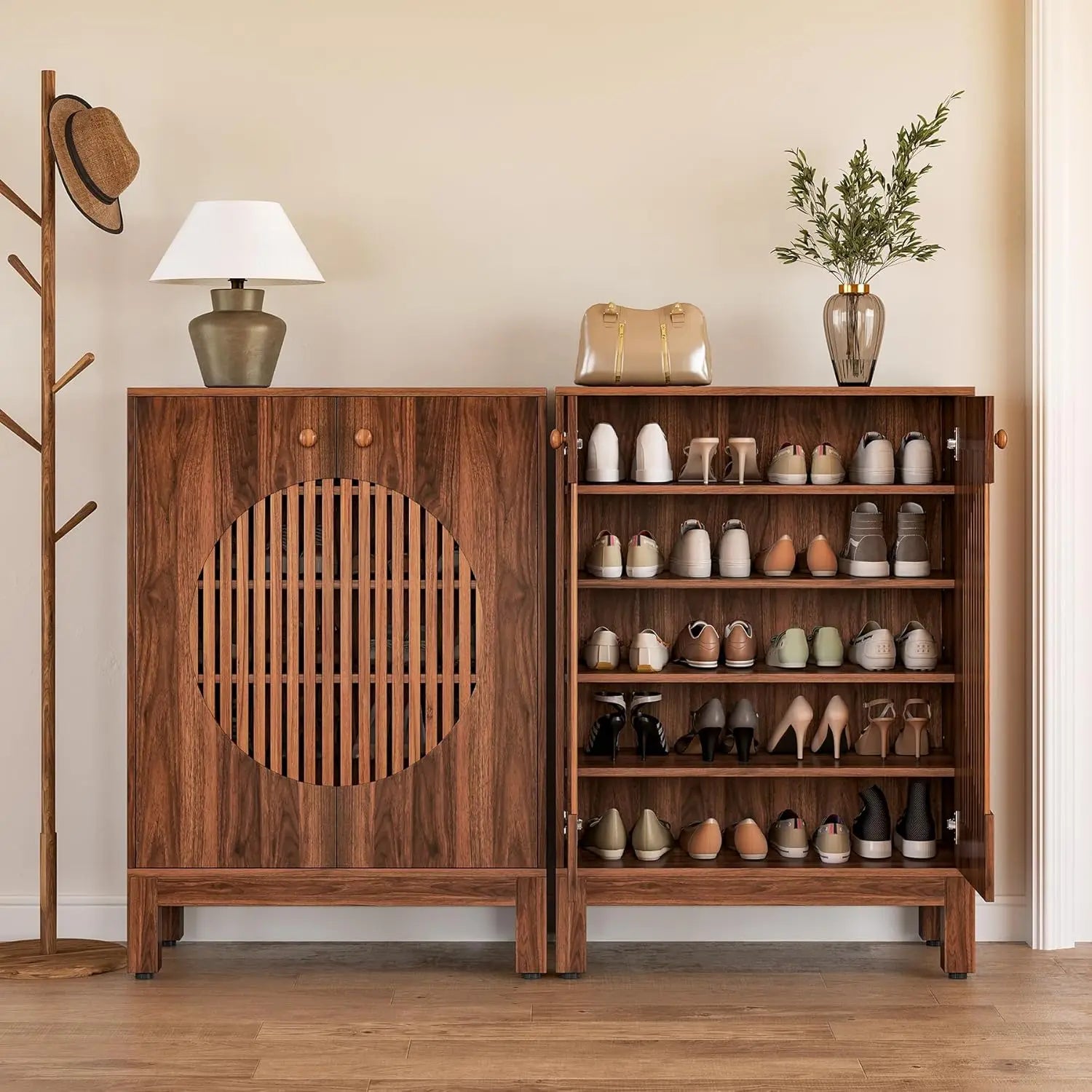 39.8" Tall Farmhouse Style Shoe Organizer