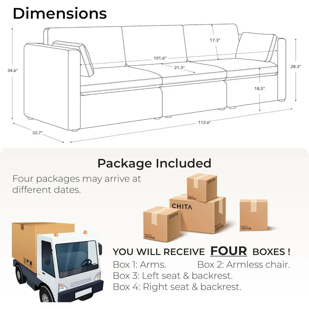 Deep-Seat Sofa, 112 Wide, 3-Seat
