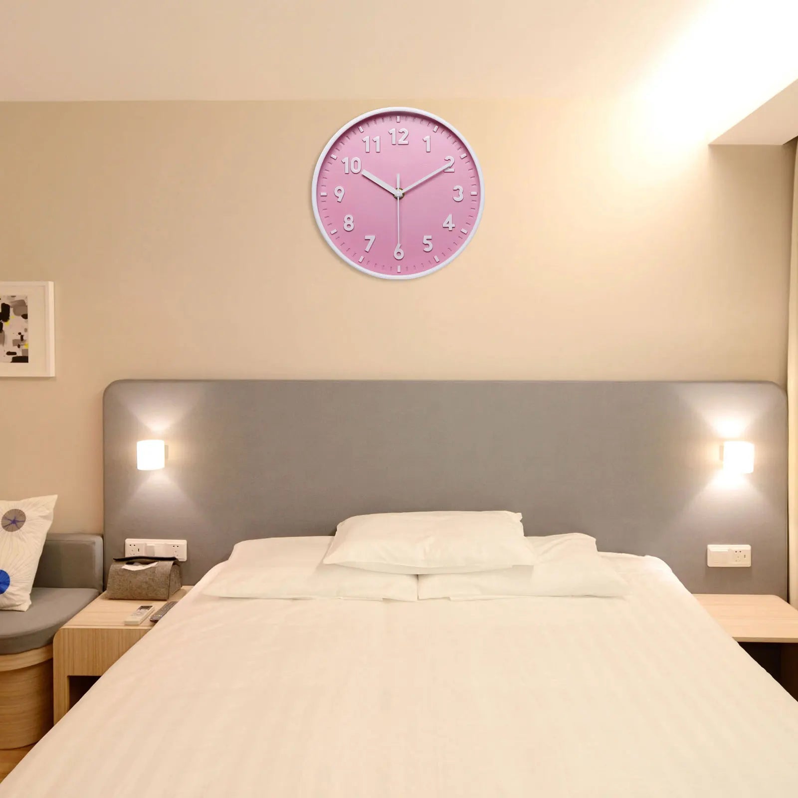 8 Inch Wall Clock Bedroom Decorative Pink