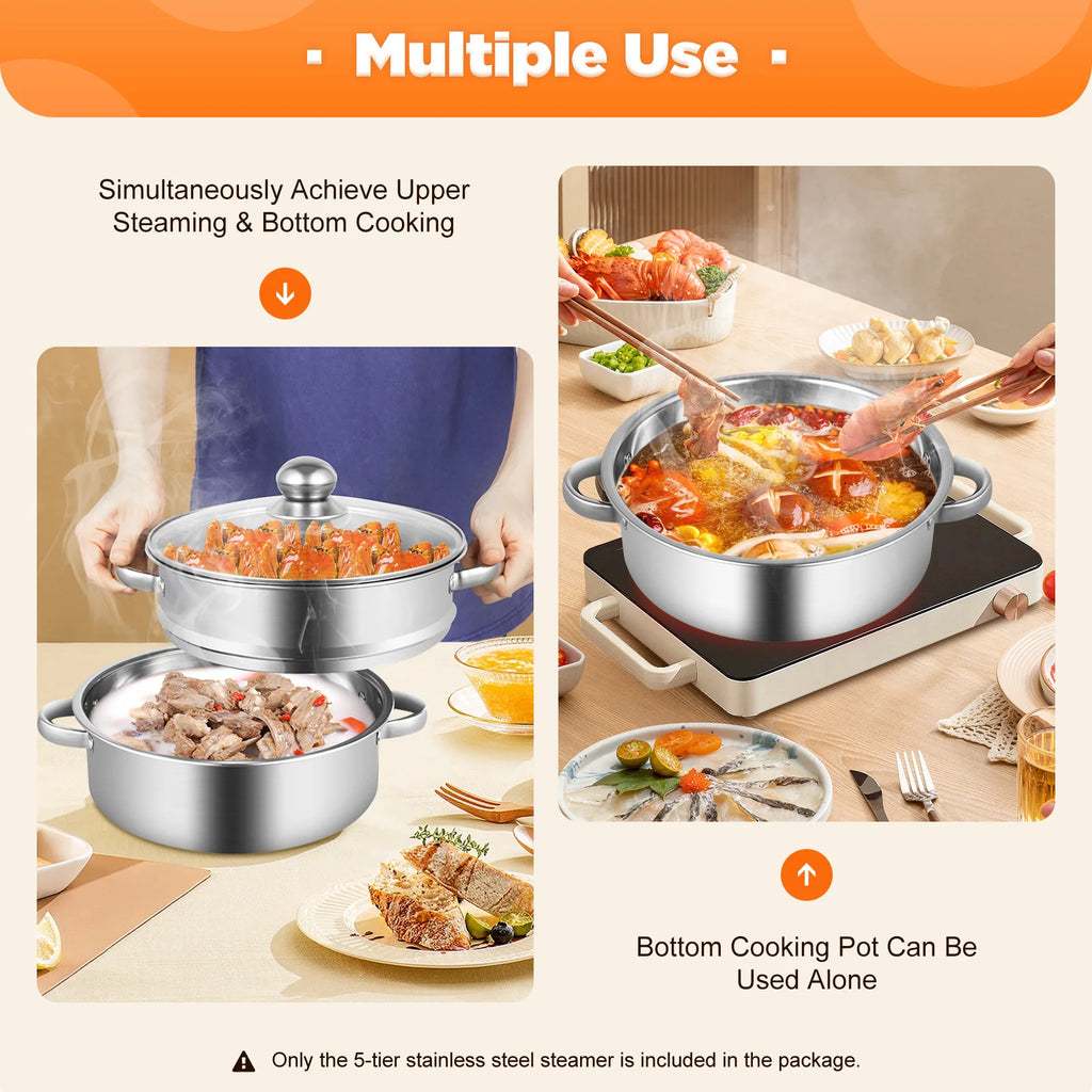 32CM Stainless Steel Steaming Pot Cookware