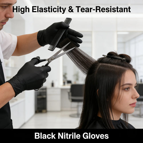 100pcs Disposable Black Nitrile Gloves Powder