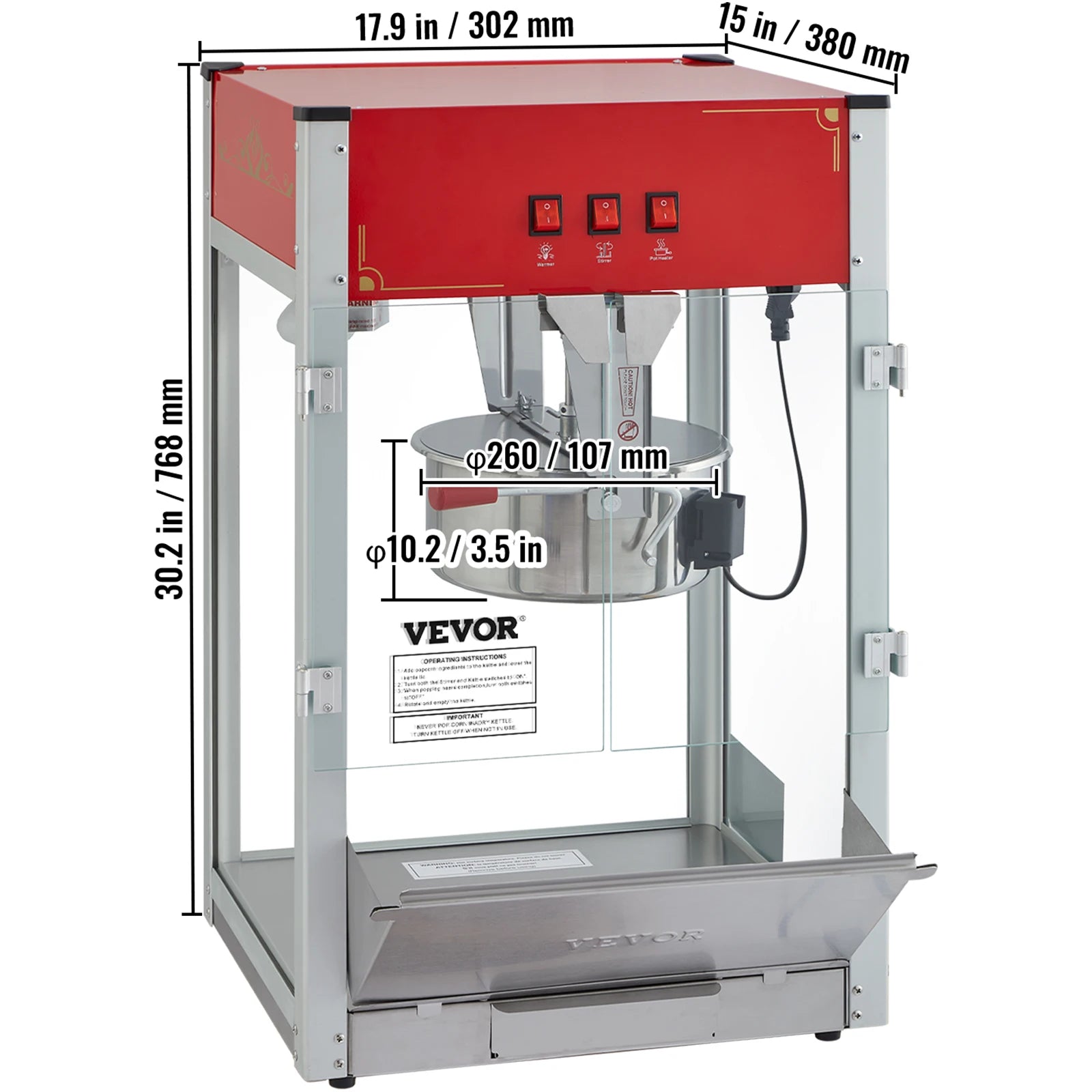8/12Oz Commercial Electric Popper Machine with Scoop