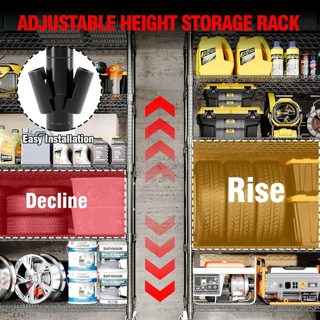 5-Tier Commercial Storage Shelves Unit with Wheels