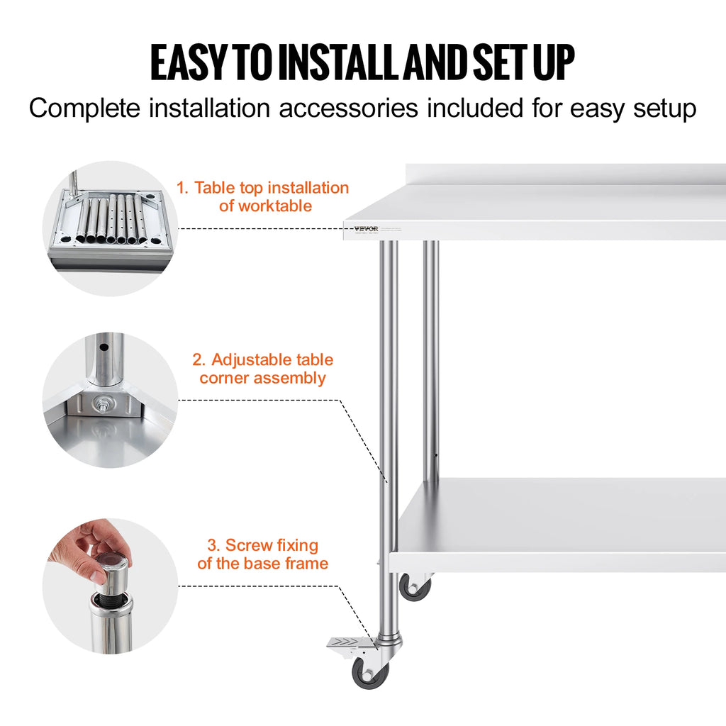 Table Stainless Steel Commercial Food Prep