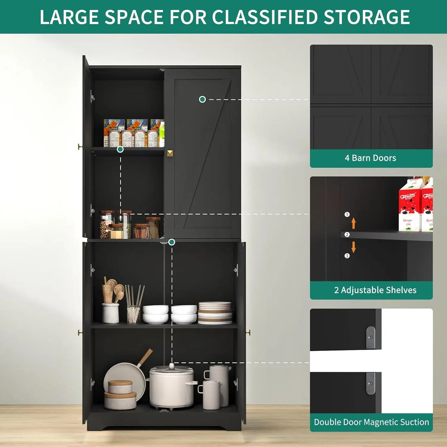 Kitchen Pantry Cabinet, 72”