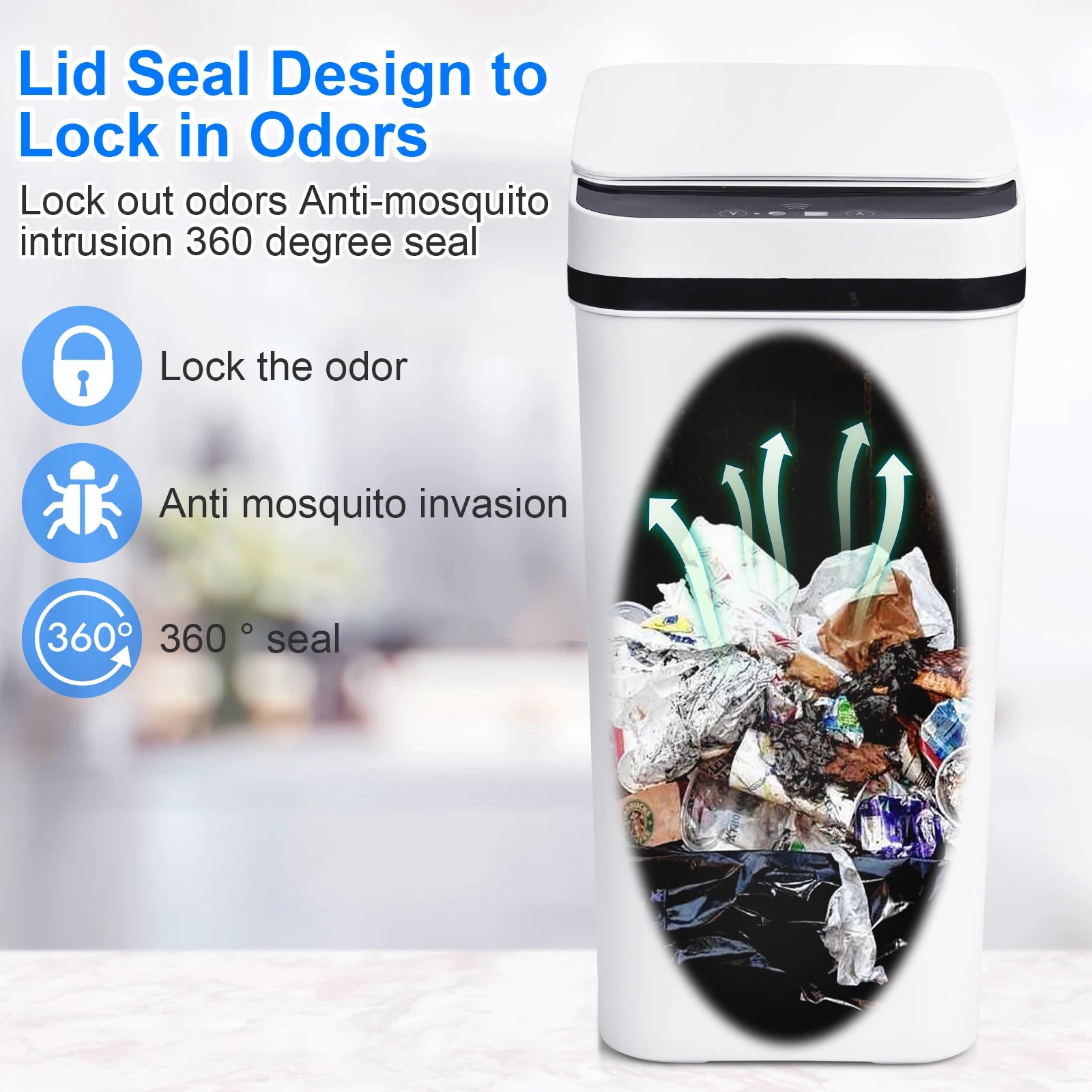 2 Pack 12L Bathroom Automatic Touchless Trash Cans