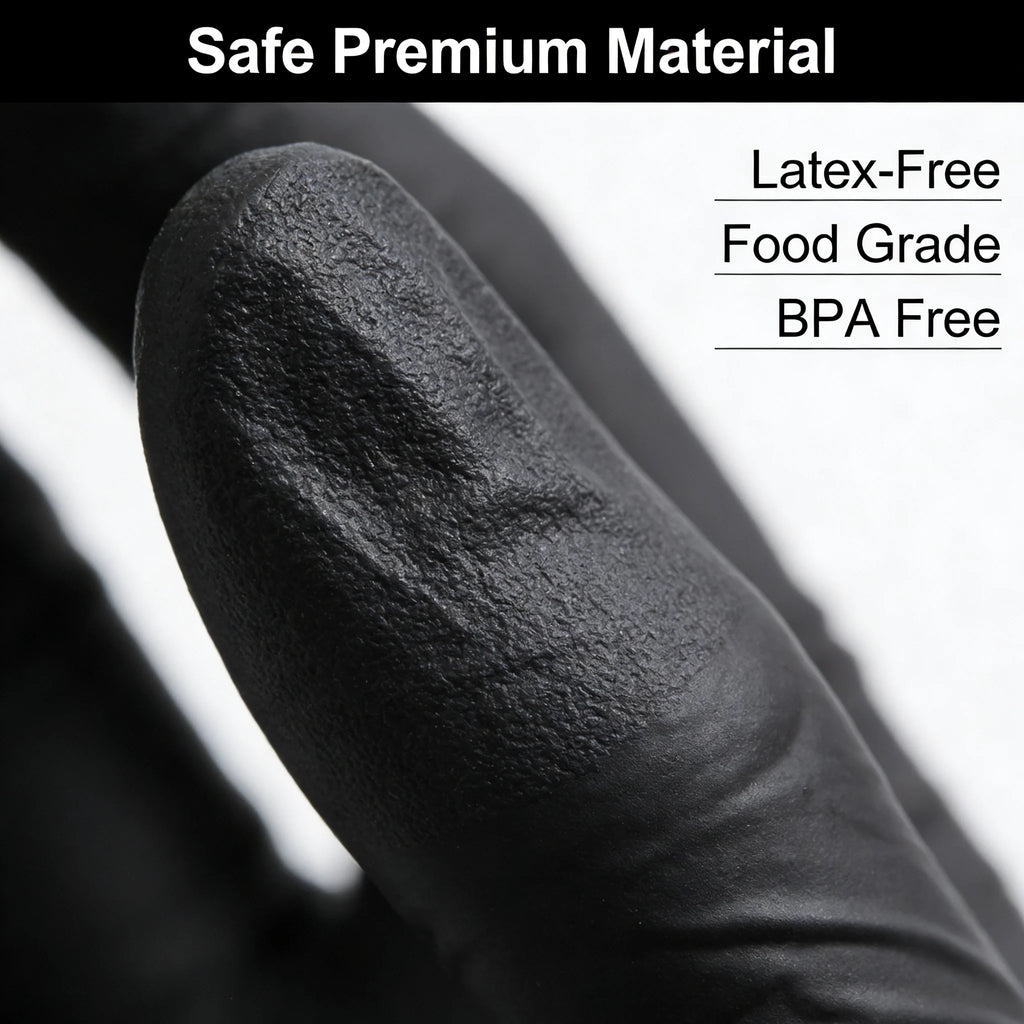 100pcs Disposable Black Nitrile Gloves Powder