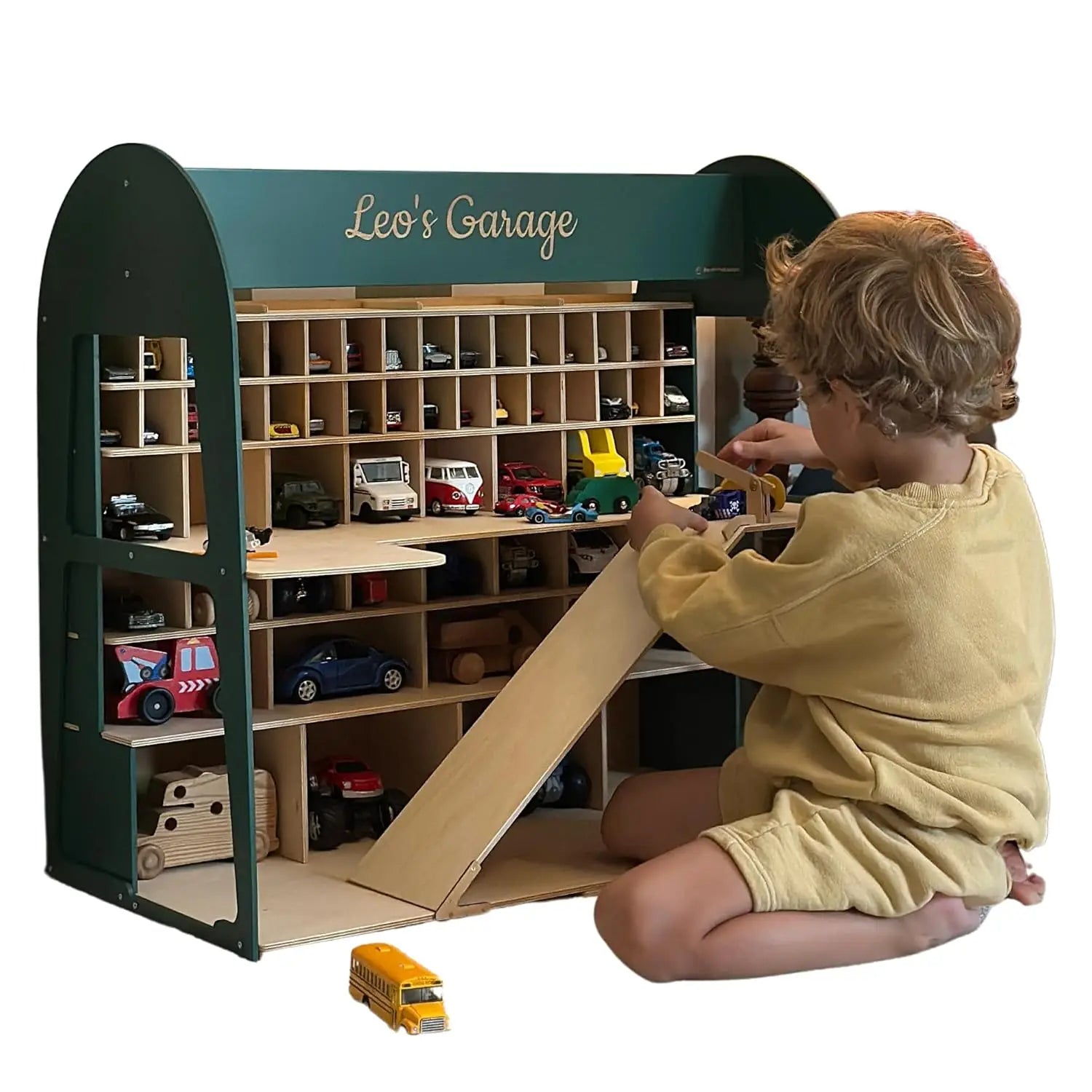 Wooden Toy Parking Garage with Elevator Storage
