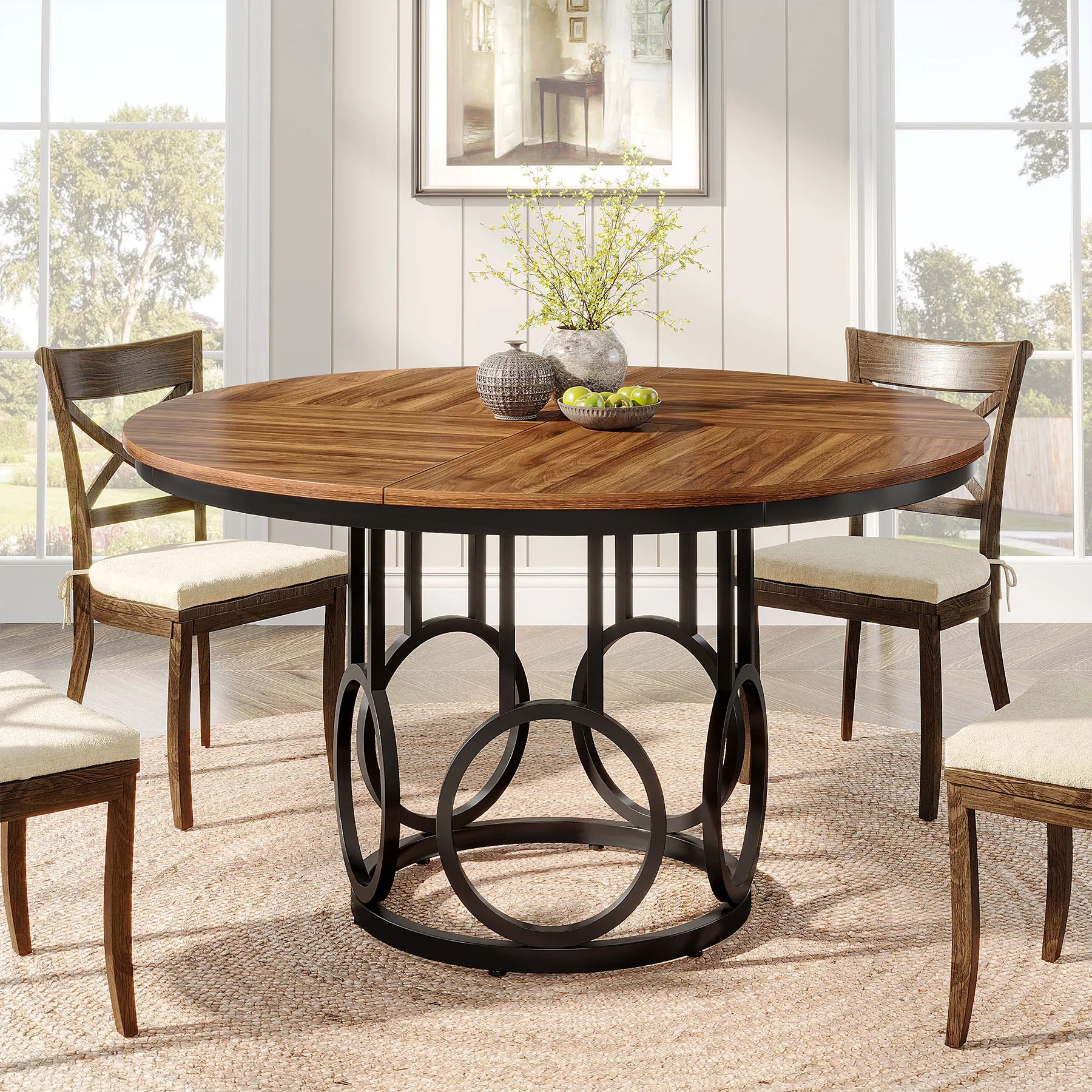 47" Round Dining Table for 4 People