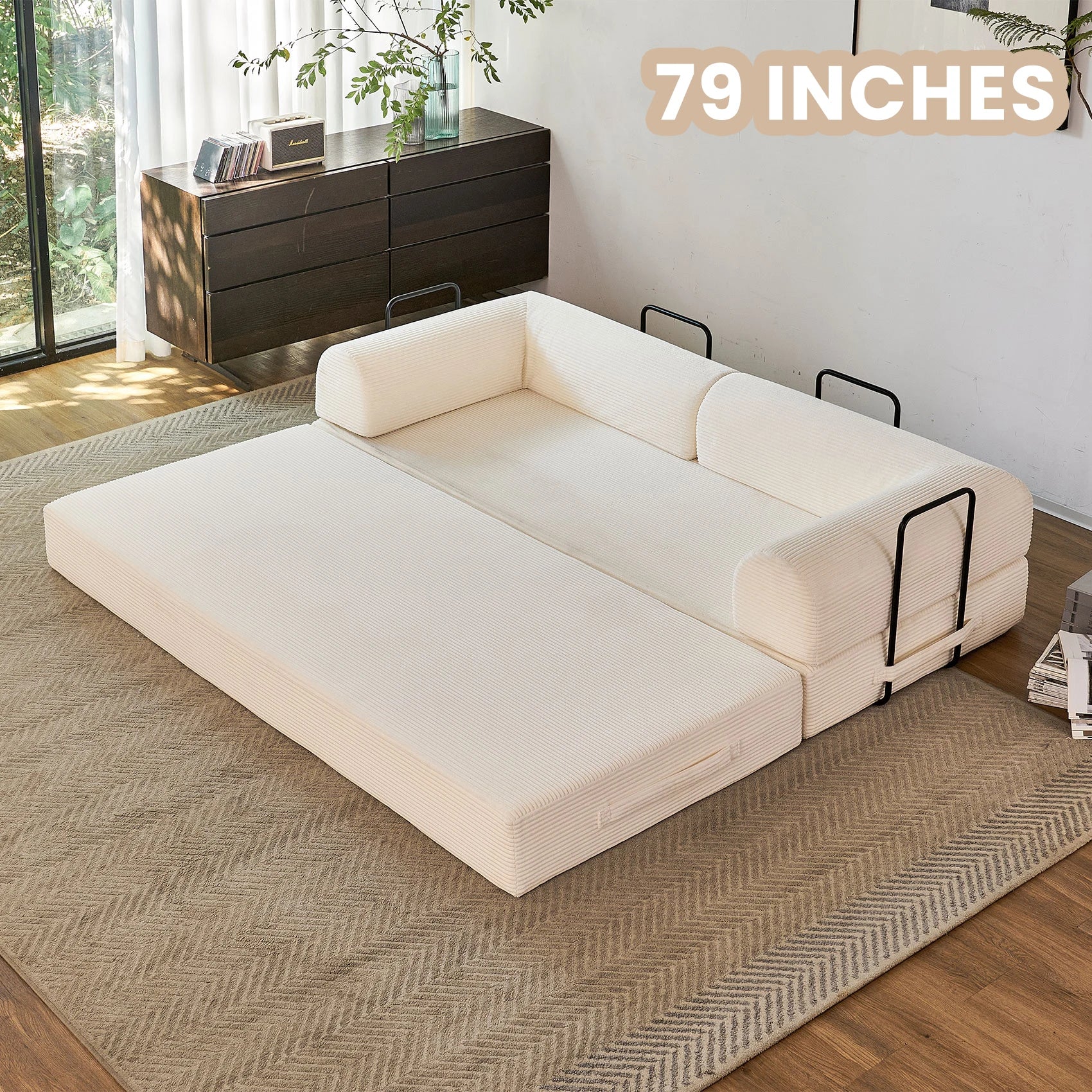 79'' Boneless Couch Foldable Convertible Futon Sleeper