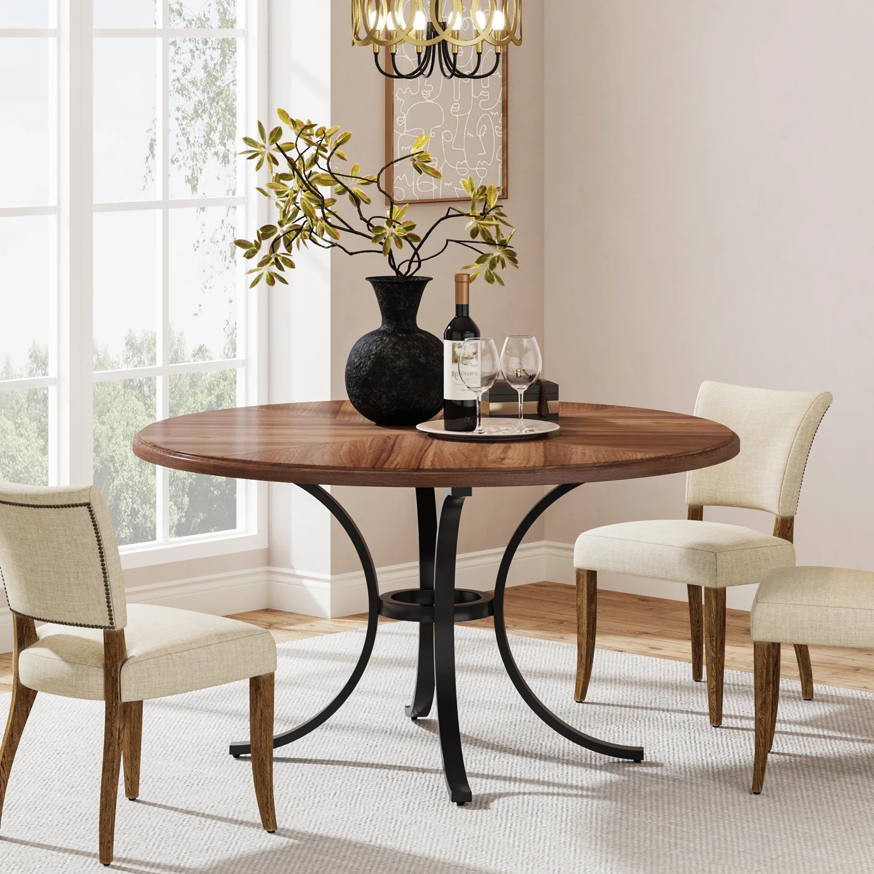 47" Round Dining Table for 4 People