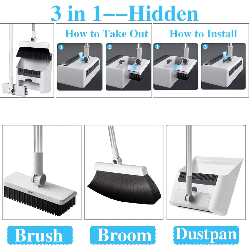 3in 1 Broom and Dustpan Set