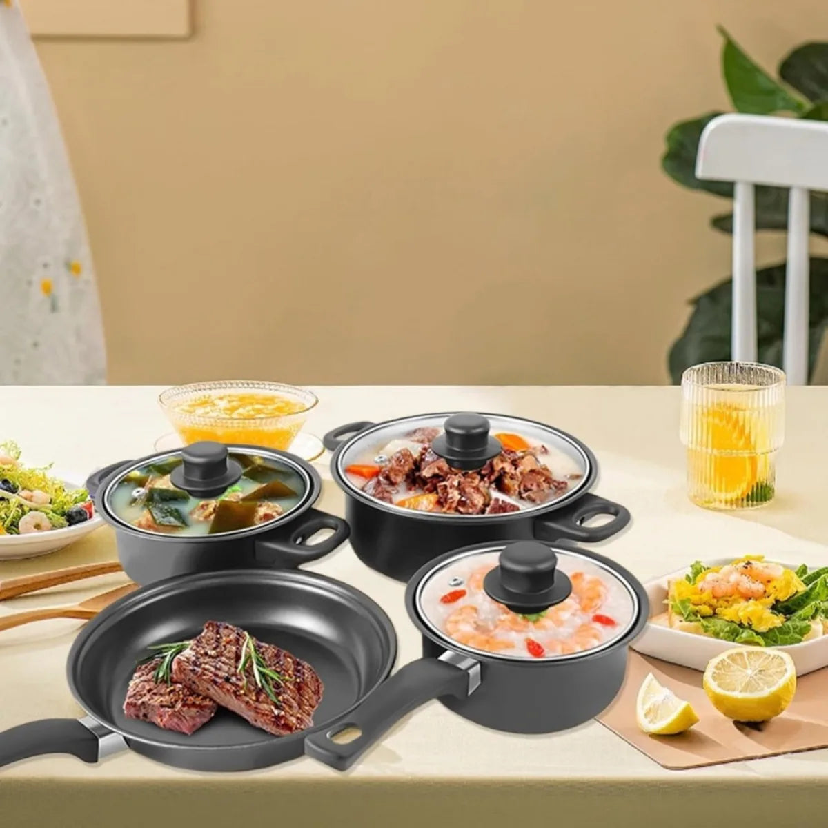 13PCS Non-Stick Pots and Pans Cookware