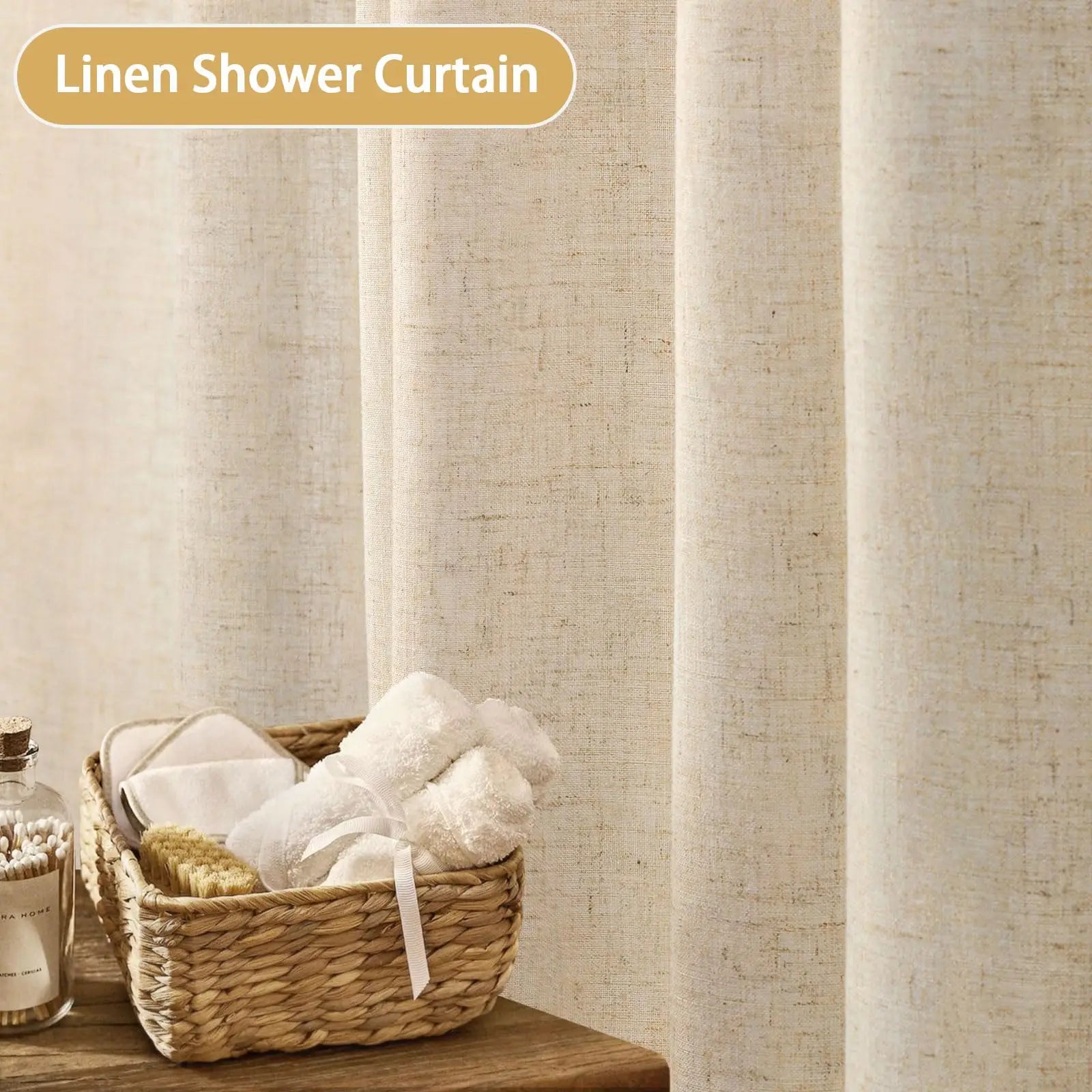 Shower Curtain Beige Boho Farmhouse