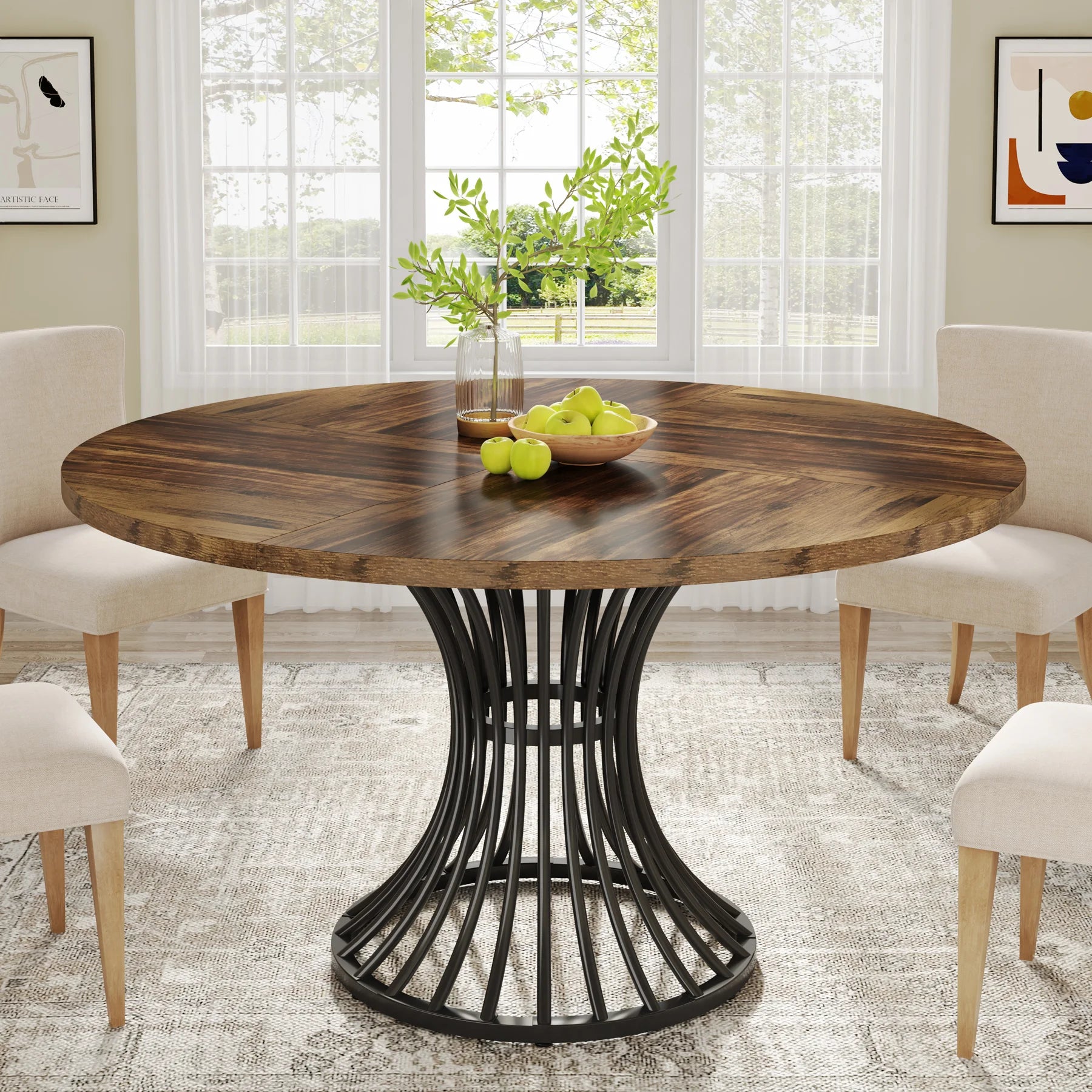47" Round Dining Table for 4 People