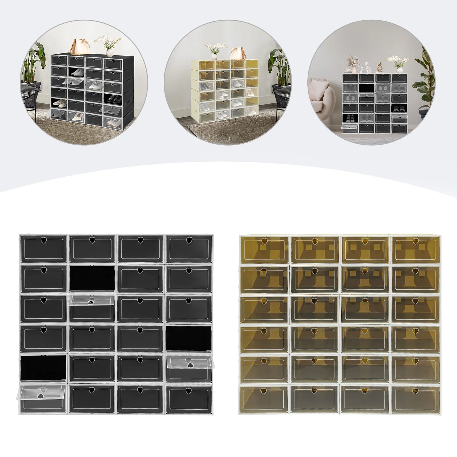 24Pcs Shoe Organizer Boxes Stackable