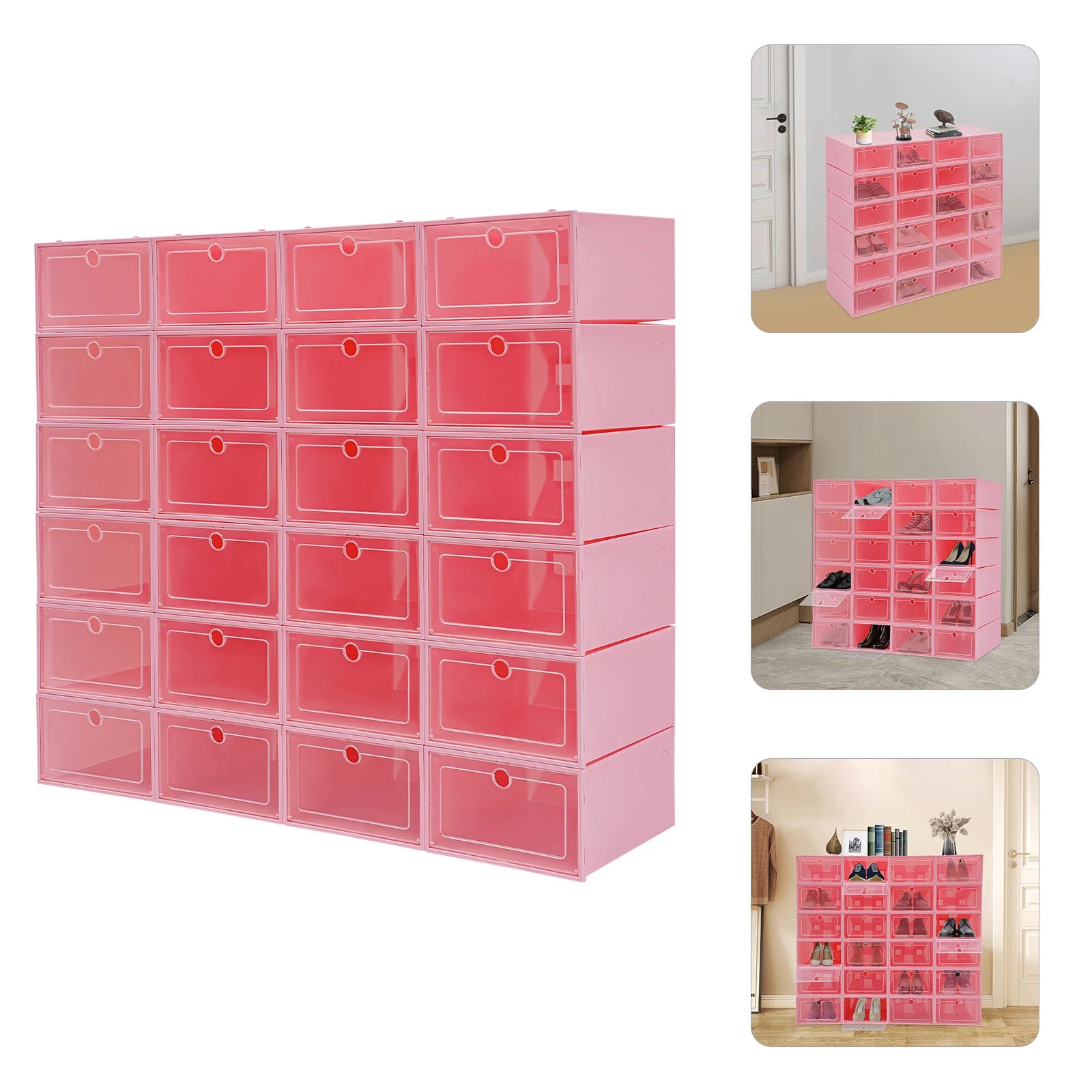 24Pcs Shoe Organizer Boxes Stackable