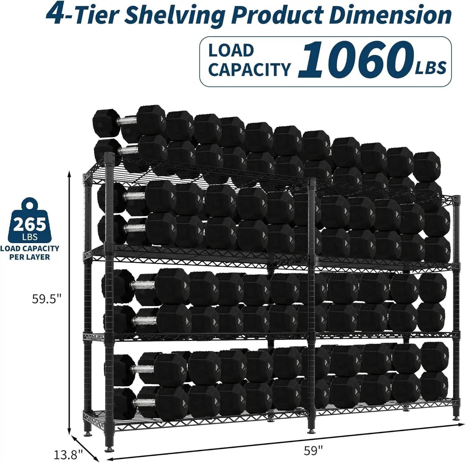 Heavy Duty Metal Shelving Unit 4-Tier Wire Rack