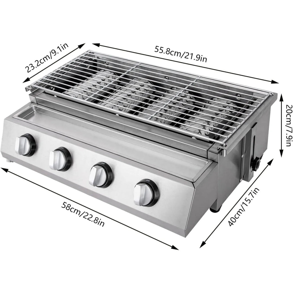 4-Burner Stainless Steel Tabletop Propane Grill