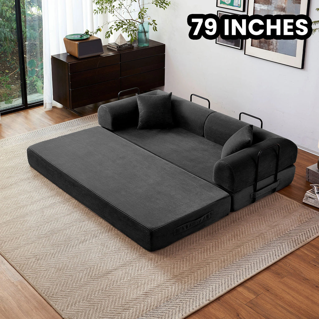 79'' Boneless Couch Foldable Convertible Futon Sleeper