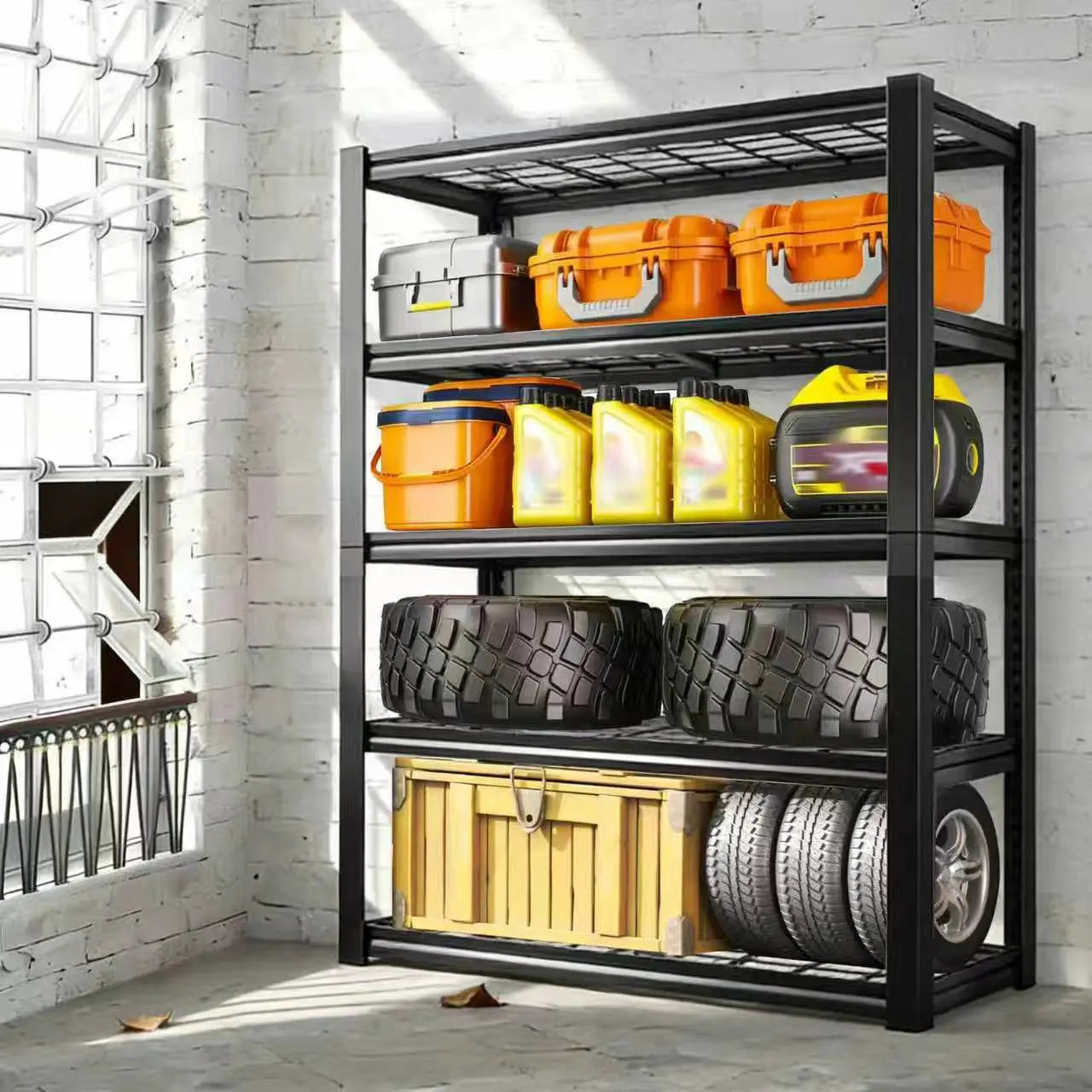 72" Adjustable Metal Double Layer Column Shelving