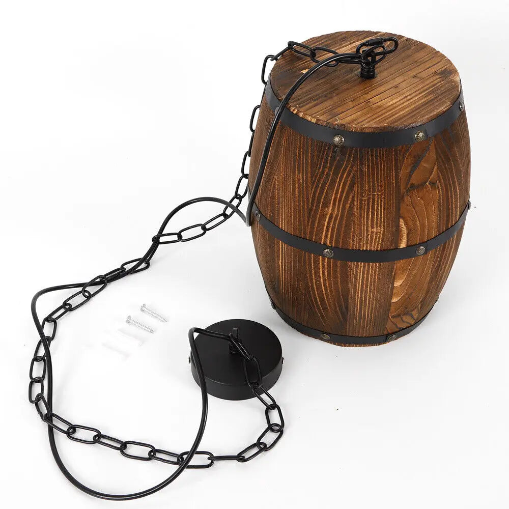 Vintage Wine Barrel Ceiling Lamp