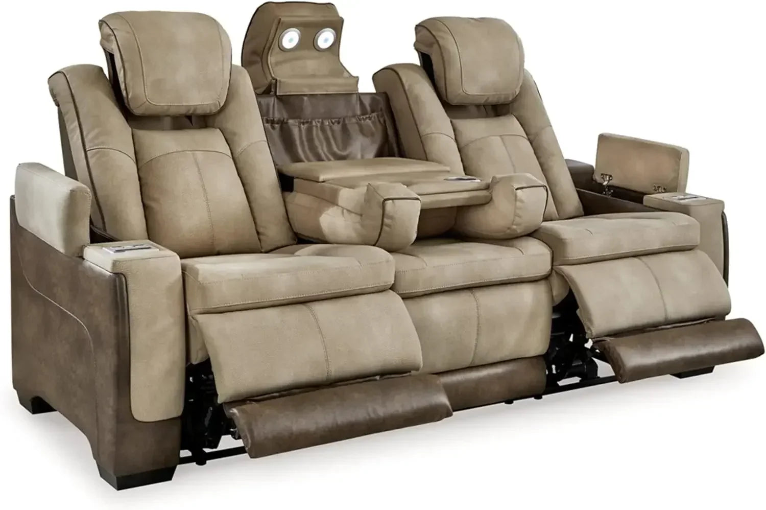 Power Reclining Sofa with Adjustable Headrest