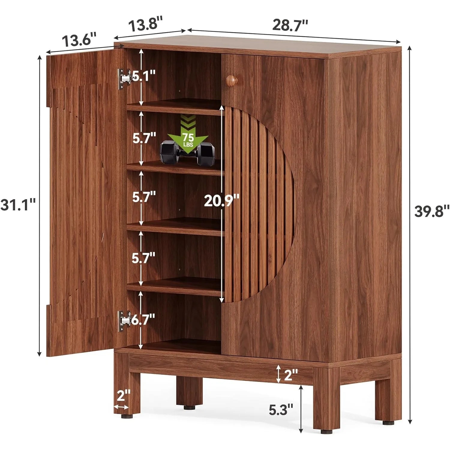 39.8" Tall Farmhouse Style Shoe Organizer