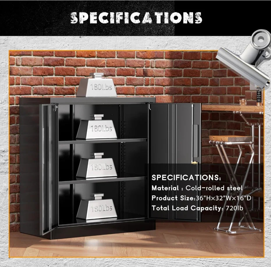 36" Metal Storage Cabinet with Wheels