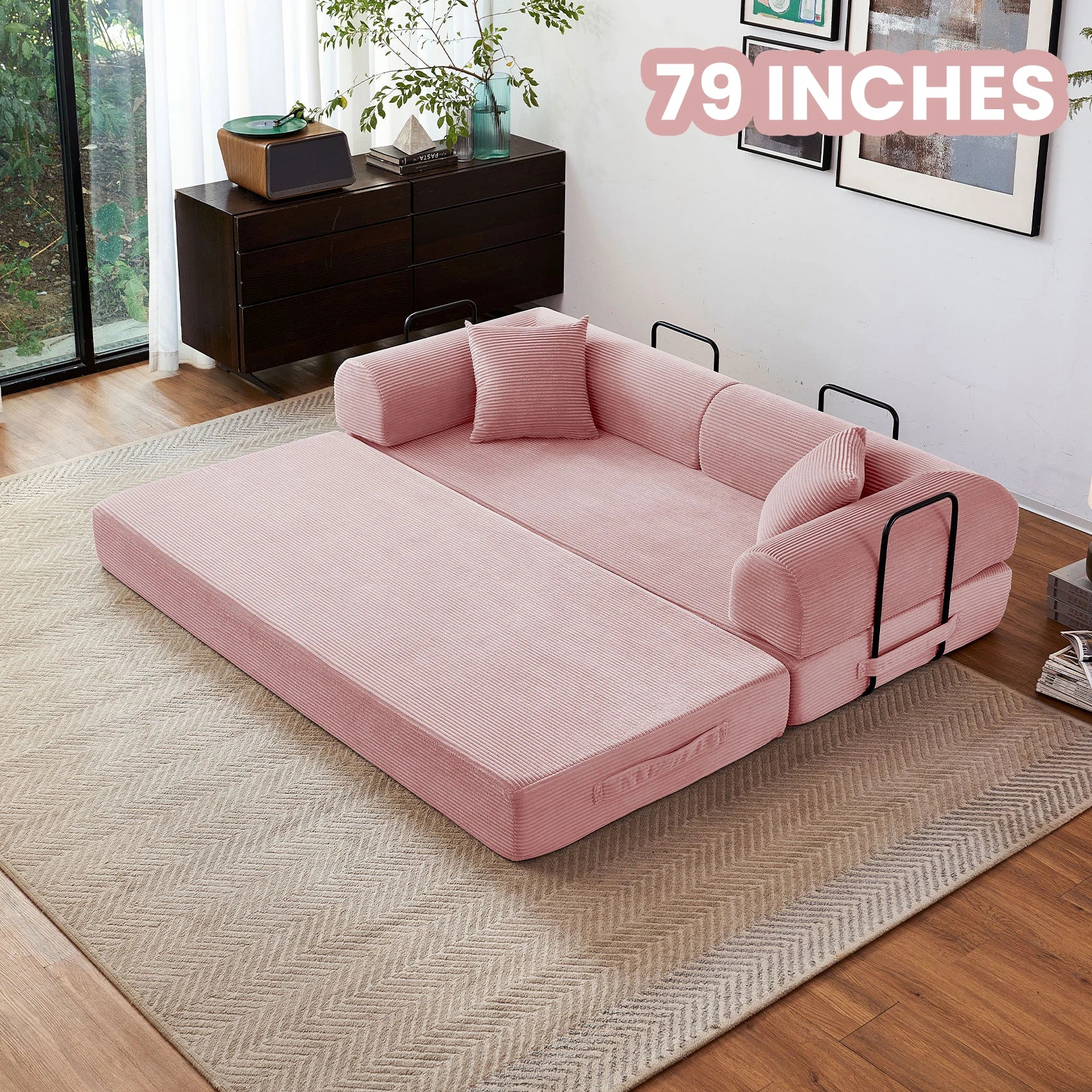 79'' Boneless Couch Foldable Convertible Futon Sleeper