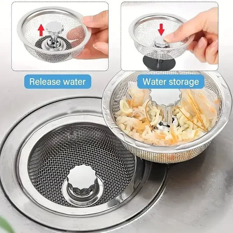 Set Kitchen Drain Basket Stainless Steel Mesh