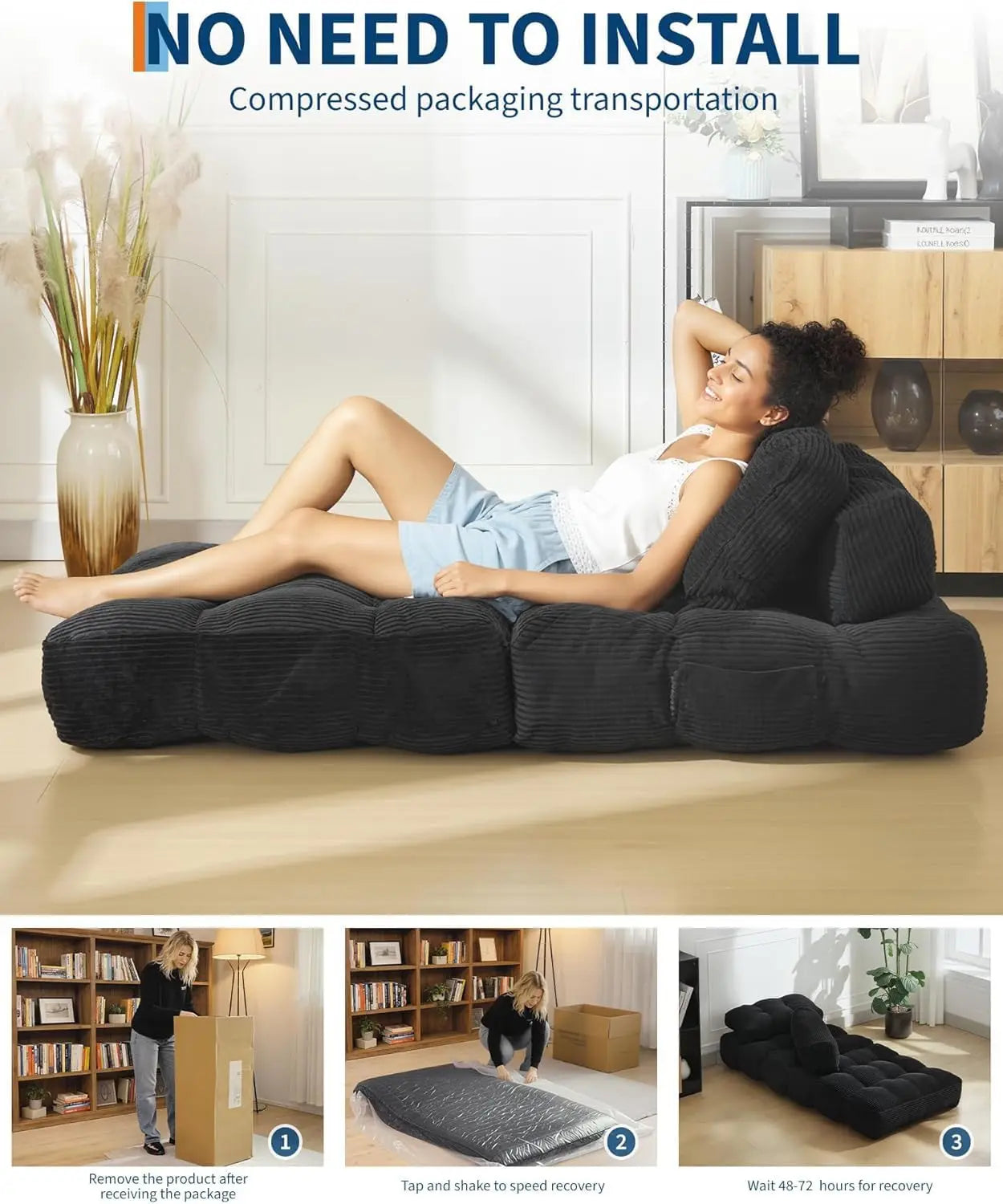 34" Folding Sofa Bed with Pillow Boneless Matress