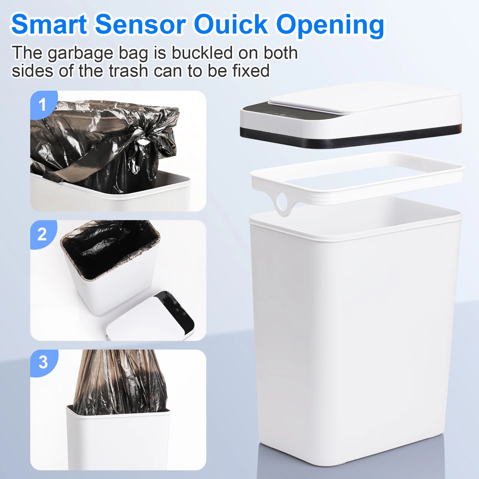 2 Pack 12L Bathroom Automatic Touchless Trash Cans