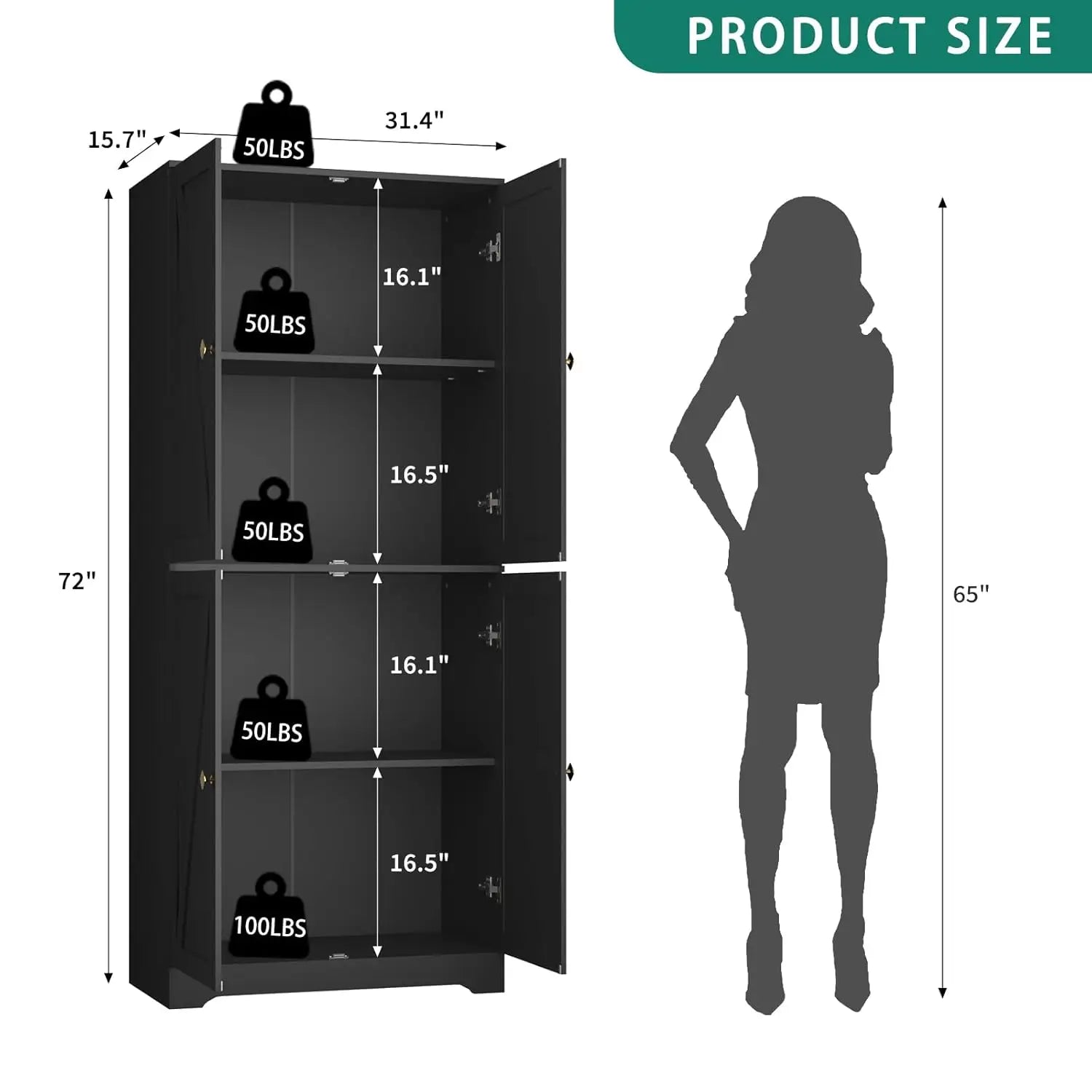 Kitchen Pantry Cabinet, 72”