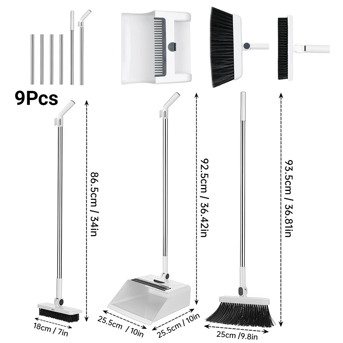 3in 1 Broom and Dustpan Set