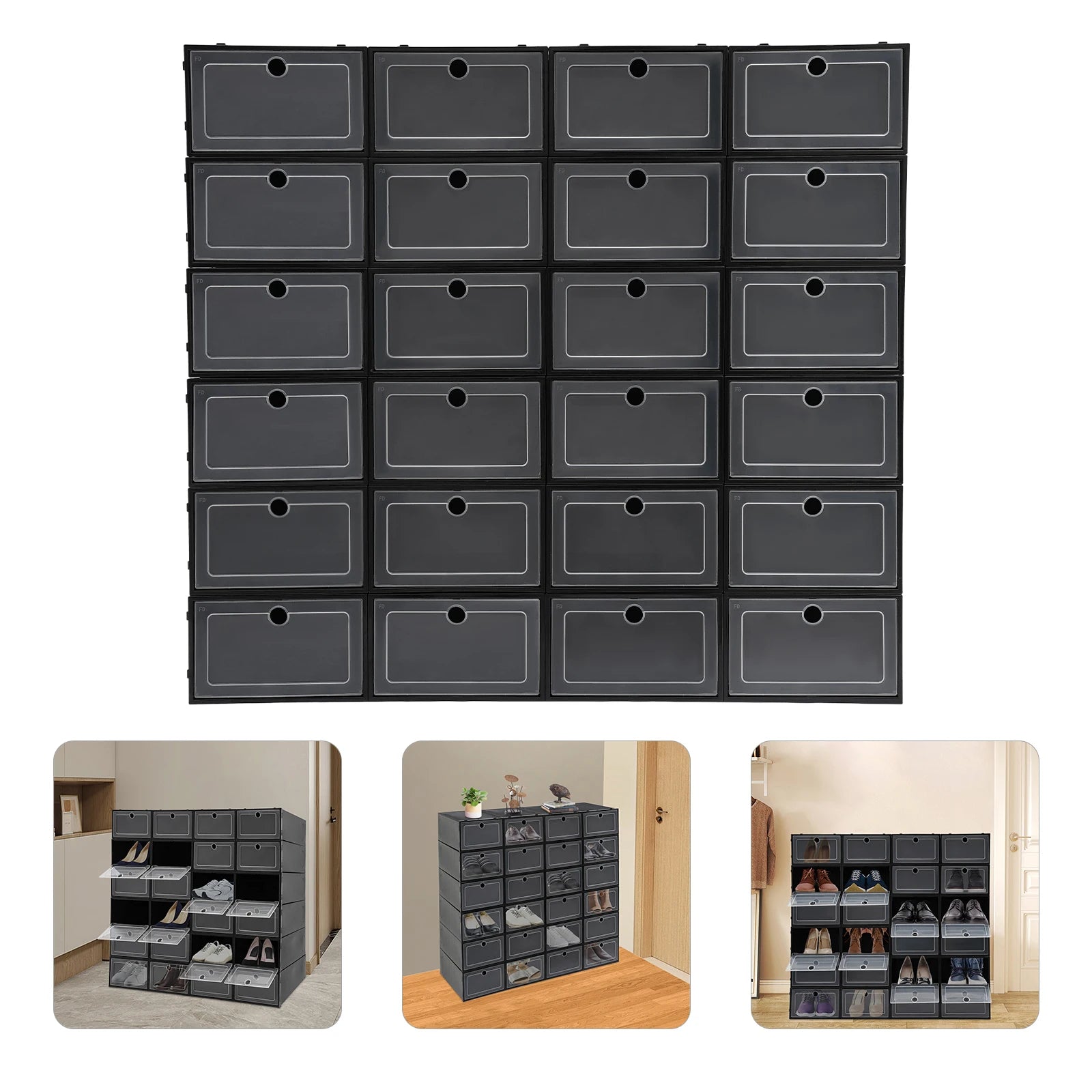 24Pcs Shoe Organizer Boxes Stackable