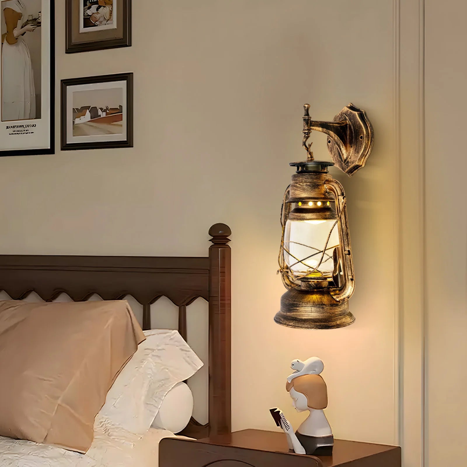 Antique Vintage Rustic Lantern Lamp Wall