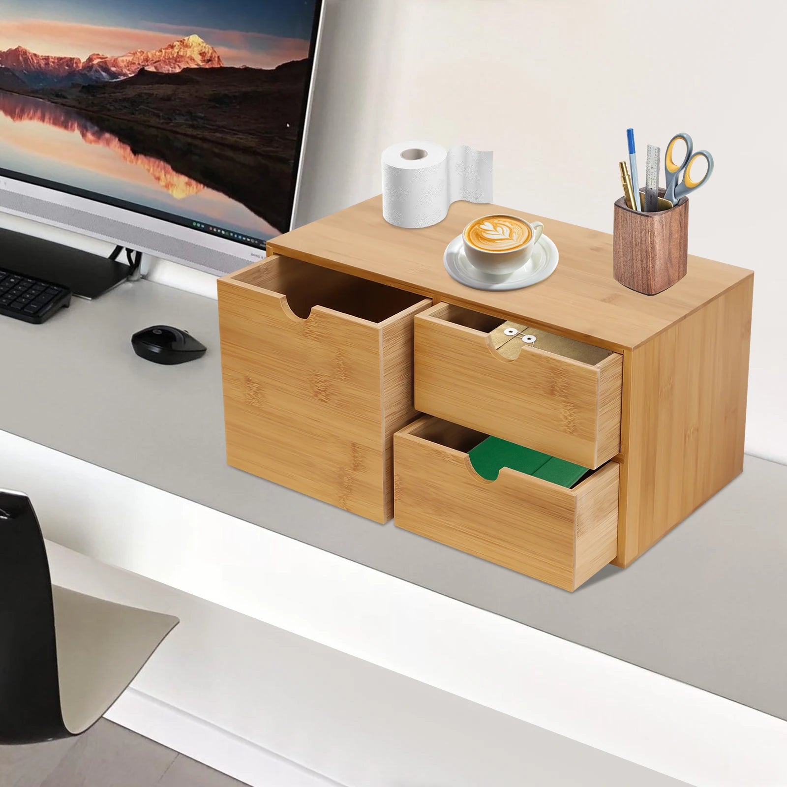 Desk Organizer W/3 Drawers for Home Office Supplies