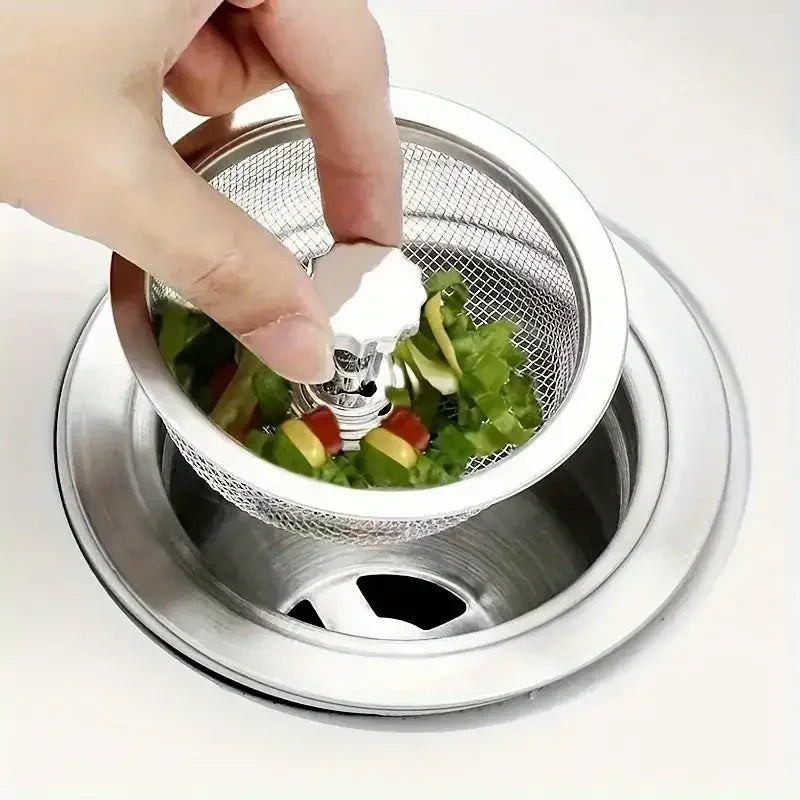 Set Kitchen Drain Basket Stainless Steel Mesh