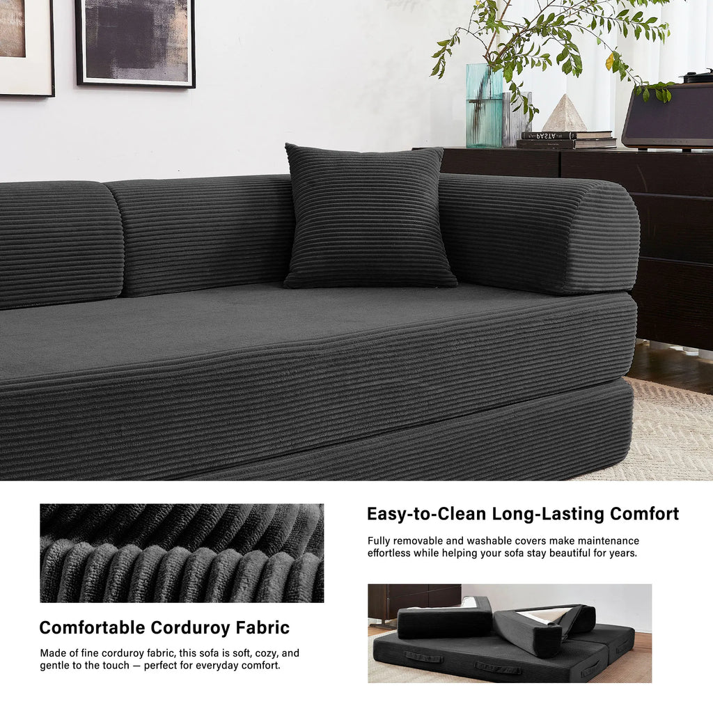 79'' Boneless Couch Foldable Convertible Futon Sleeper
