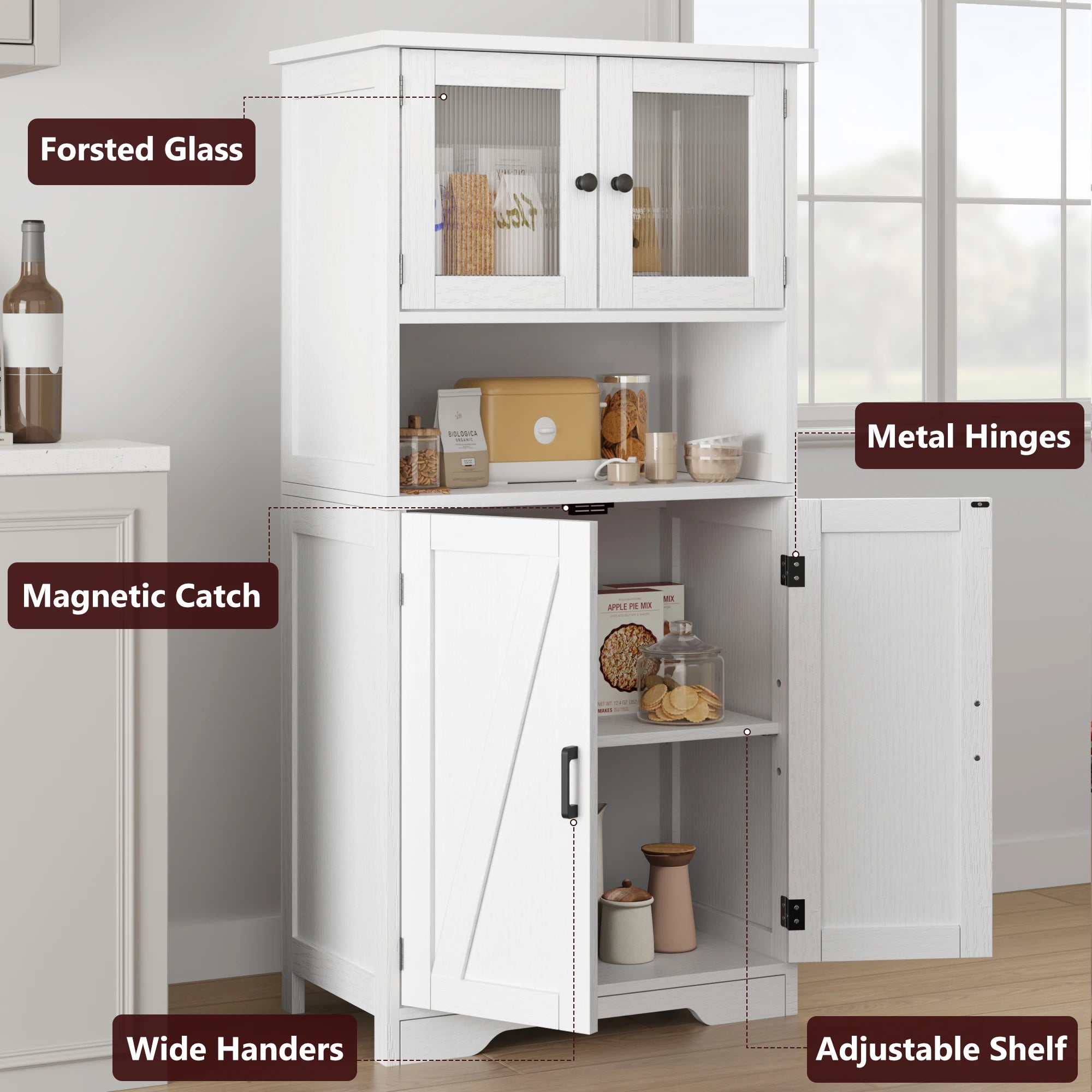 Kitchen Pantry Cupboard with 4 Doors